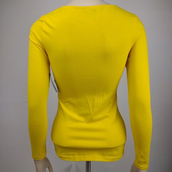NWT Boston Proper yellow twisted V-Neck casual long sleeve blouse ladies XXS - Picture 4 of 8